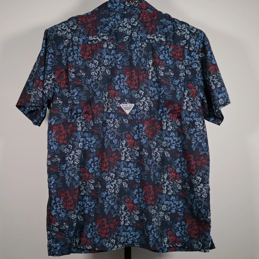 Columbia PFG Mens XL Super Slack Tide shirt Blue Red 4th of July Patriotic - Picture 5 of 9